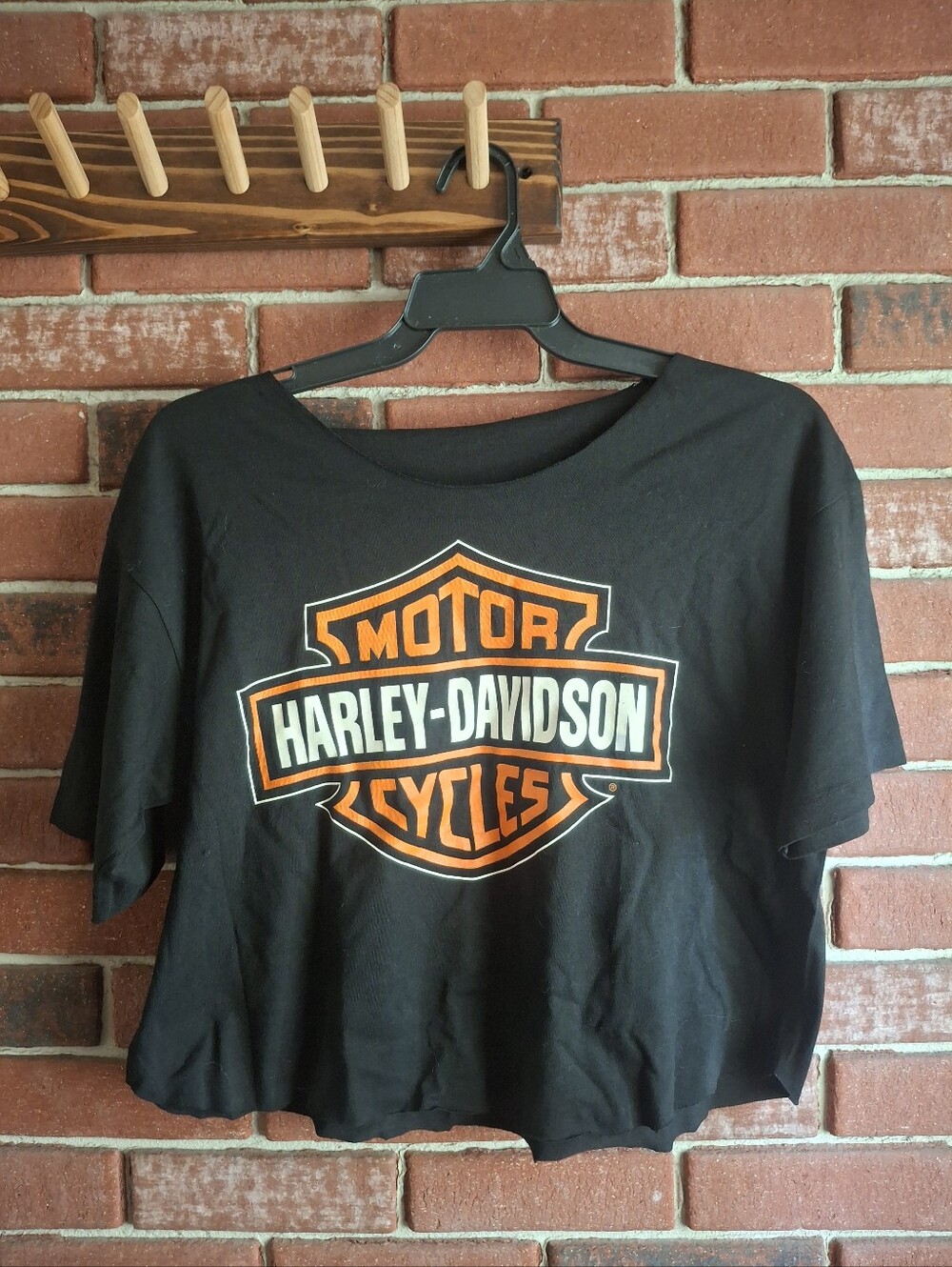 Harley-Davidson Black Crop Top with Orange & White Logo